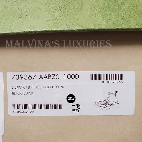 GUCCI BOOTS MENS GG LOGO CANVAS BLACK LEATHER LACE UP ANKLE sz 8 8.5 US - Picture 15 of 16